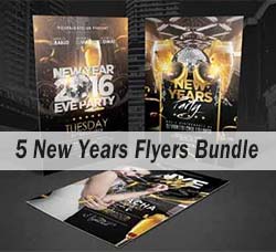 5个2016年新春海报/传单模板：5 New Years Flyers Bundle
